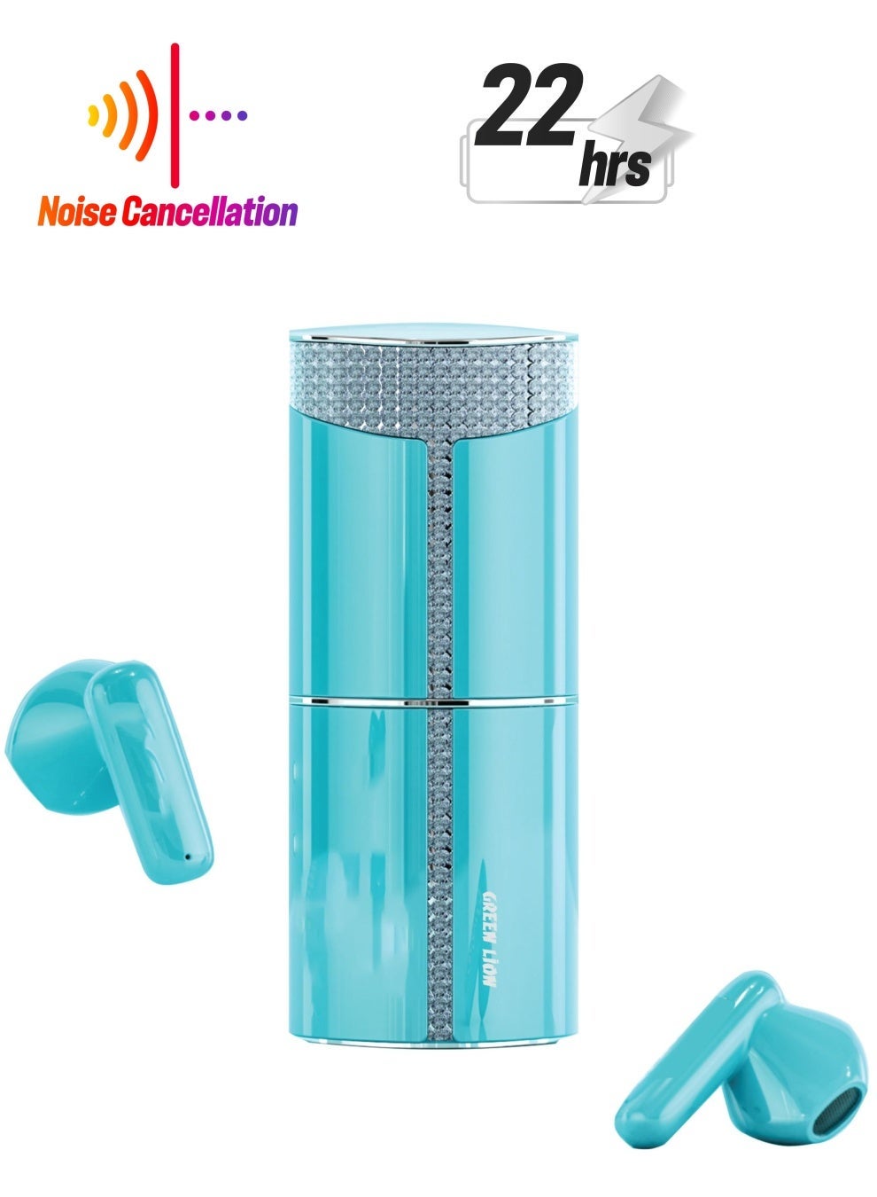 Lipstick True Wireless Earbuds / Shining Lipstick Earphone Design / Noise Reduction / TWS Earbuds for girls/ Truewireless Headphone for women/ Support Fast Charge / Hand-Free Calls / BT Version 5.3 / Stereo System / Type-C Output - Blue
