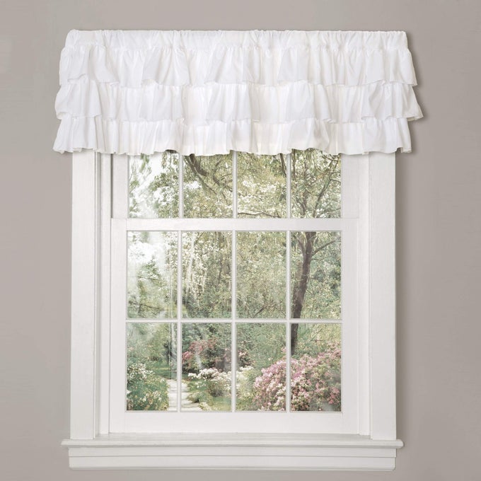BELLE VALANCE VINTAGE CHIC STYLE SINGLE CURTAIN 84 W X 18 L WHITE