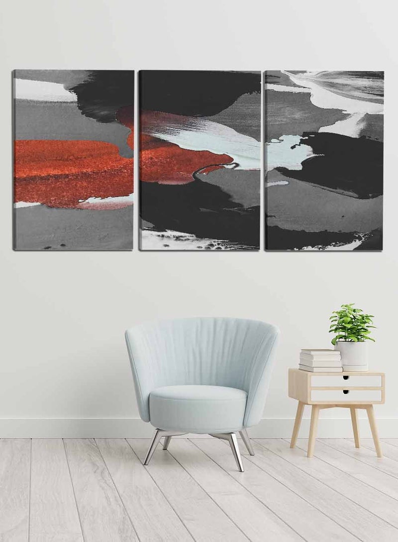 LOWHA مجموعة من 3 لوحات قماش مؤطرة ممتدة على إطار خشبي، لوحات زخرفية تجريدية، للمنزل، غرفة المعيشة، ديكور المكتب - Image 2