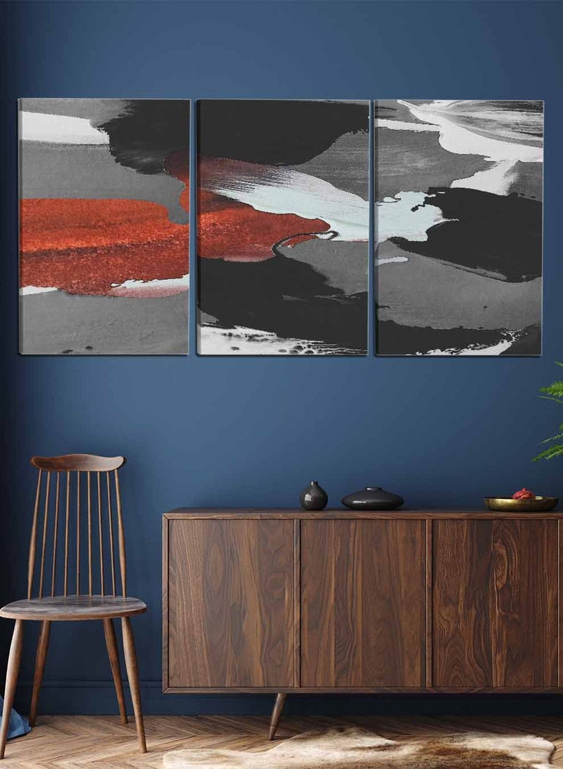 LOWHA مجموعة من 3 لوحات قماش مؤطرة ممتدة على إطار خشبي، لوحات زخرفية تجريدية، للمنزل، غرفة المعيشة، ديكور المكتب - Image 1