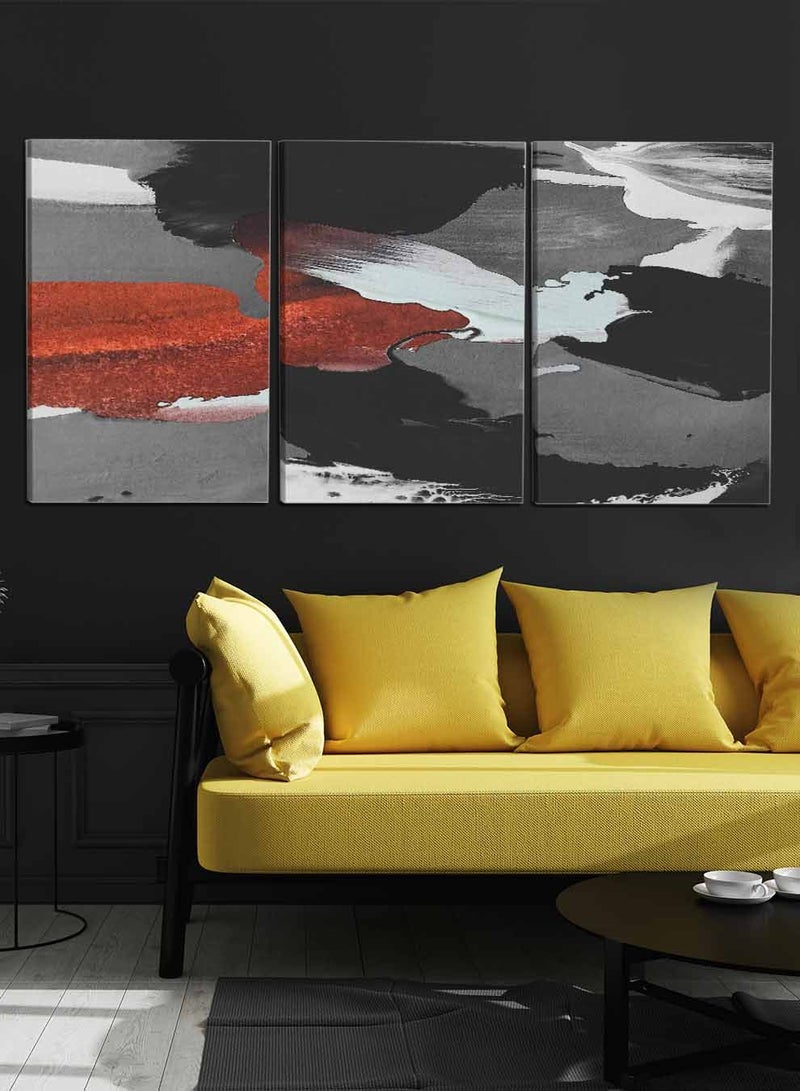 LOWHA مجموعة من 3 لوحات قماش مؤطرة ممتدة على إطار خشبي، لوحات زخرفية تجريدية، للمنزل، غرفة المعيشة، ديكور المكتب - Image 4