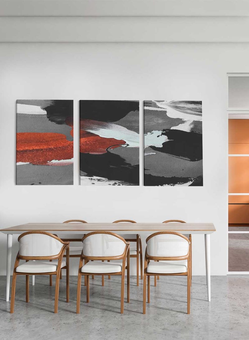 LOWHA مجموعة من 3 لوحات قماش مؤطرة ممتدة على إطار خشبي، لوحات زخرفية تجريدية، للمنزل، غرفة المعيشة، ديكور المكتب - Image 3