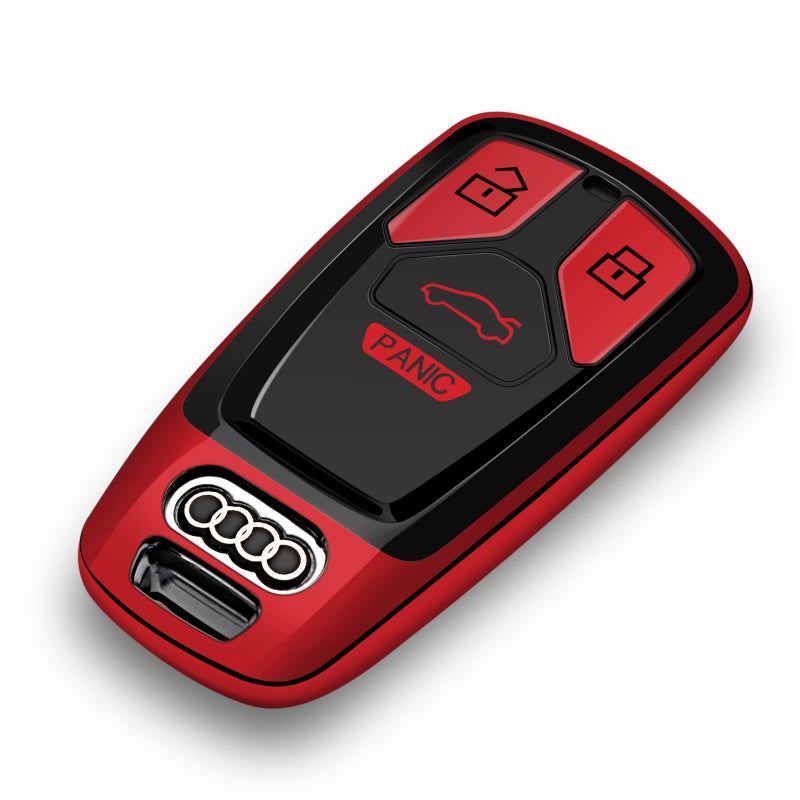 Tengare Car Key Fob Cover Compatible with Audi Accessories Protector Case Keychain Holder Red