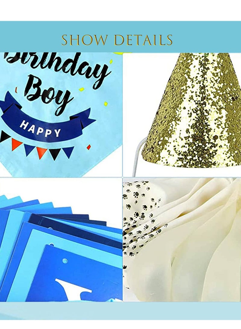 Mordely Dog Birthday Bandana Hat Banner Set, Cat Dog Pet Happy Birthday Adorable Hat Banner Cute Neckerchief Ties for Boys and Girls, Party Accessories, Birthday Decorations - Image 2