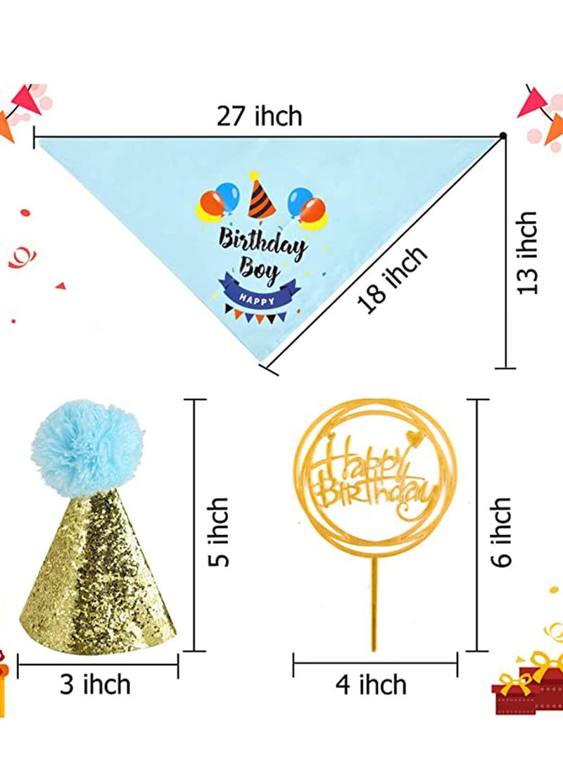 Mordely Dog Birthday Bandana Hat Banner Set, Cat Dog Pet Happy Birthday Adorable Hat Banner Cute Neckerchief Ties for Boys and Girls, Party Accessories, Birthday Decorations - Image 5