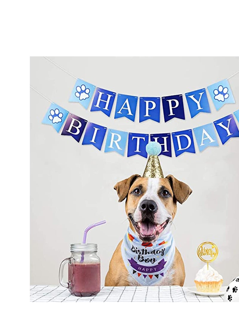 Mordely Dog Birthday Bandana Hat Banner Set, Cat Dog Pet Happy Birthday Adorable Hat Banner Cute Neckerchief Ties for Boys and Girls, Party Accessories, Birthday Decorations - Image 4