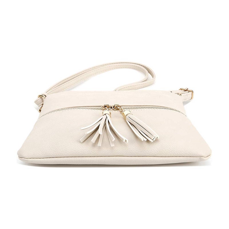 SG SUGU Lightweight Medium Crossbody Bag Shoulder Bag with Tassel and Zipper Pocket (Blush) - Image 3