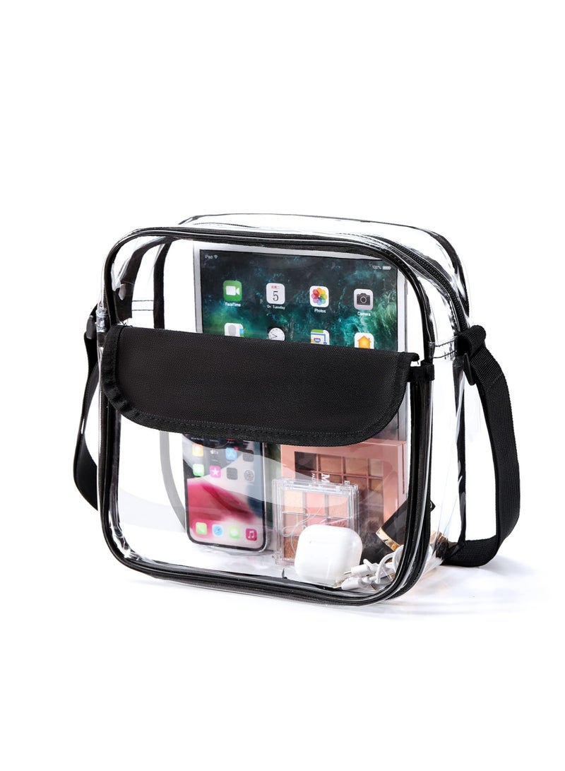 Clear Crossbody Bag See Through Clear Purse Handbags with Adjustable Strap Transparent Waterproof PVC Messenger Shoulder Bag for Women Work Sport Concert Clear - Image 1