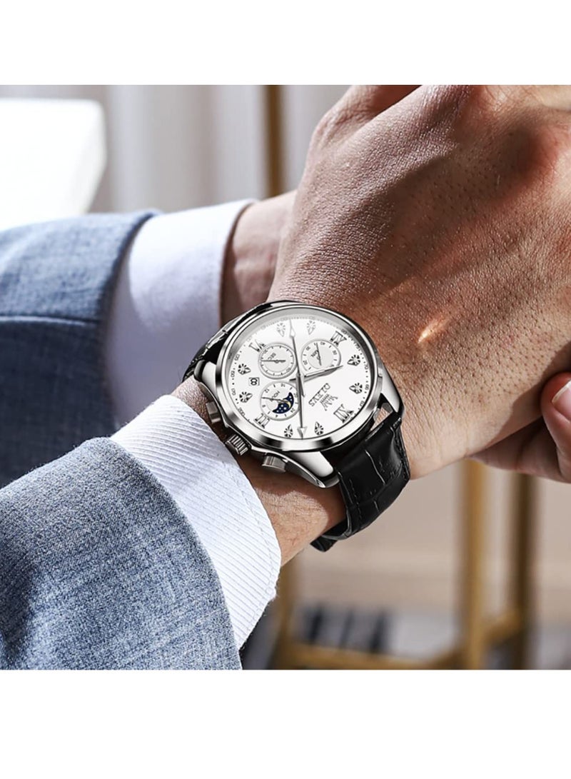 OLEVS Watches for Men Quartz Leather Chronograph Water Resistant Watch 2888 - Image 2