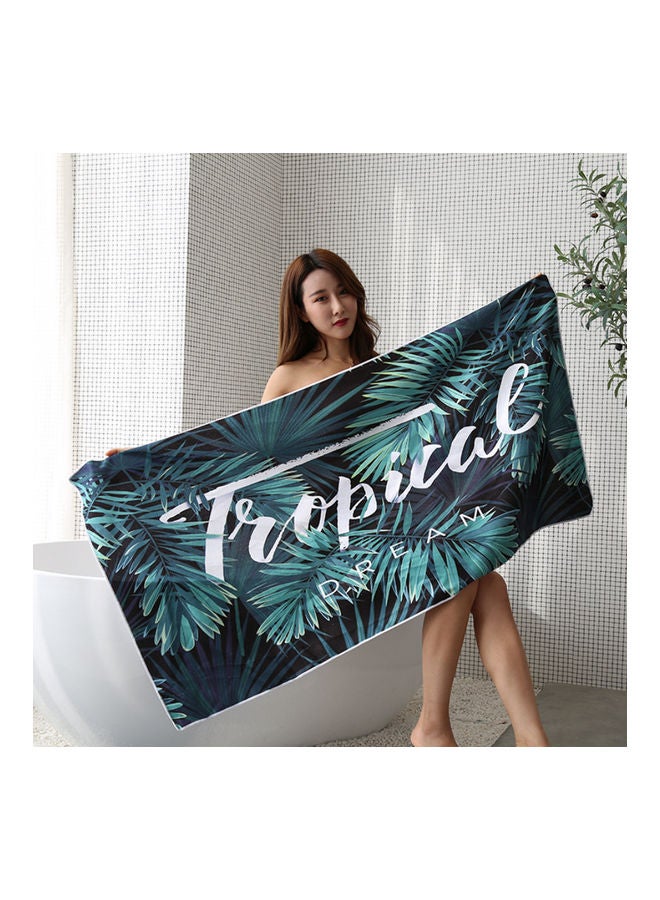 NIBEMINENT Printed Quick-Drying Beach Towel Green/White 140x70cm