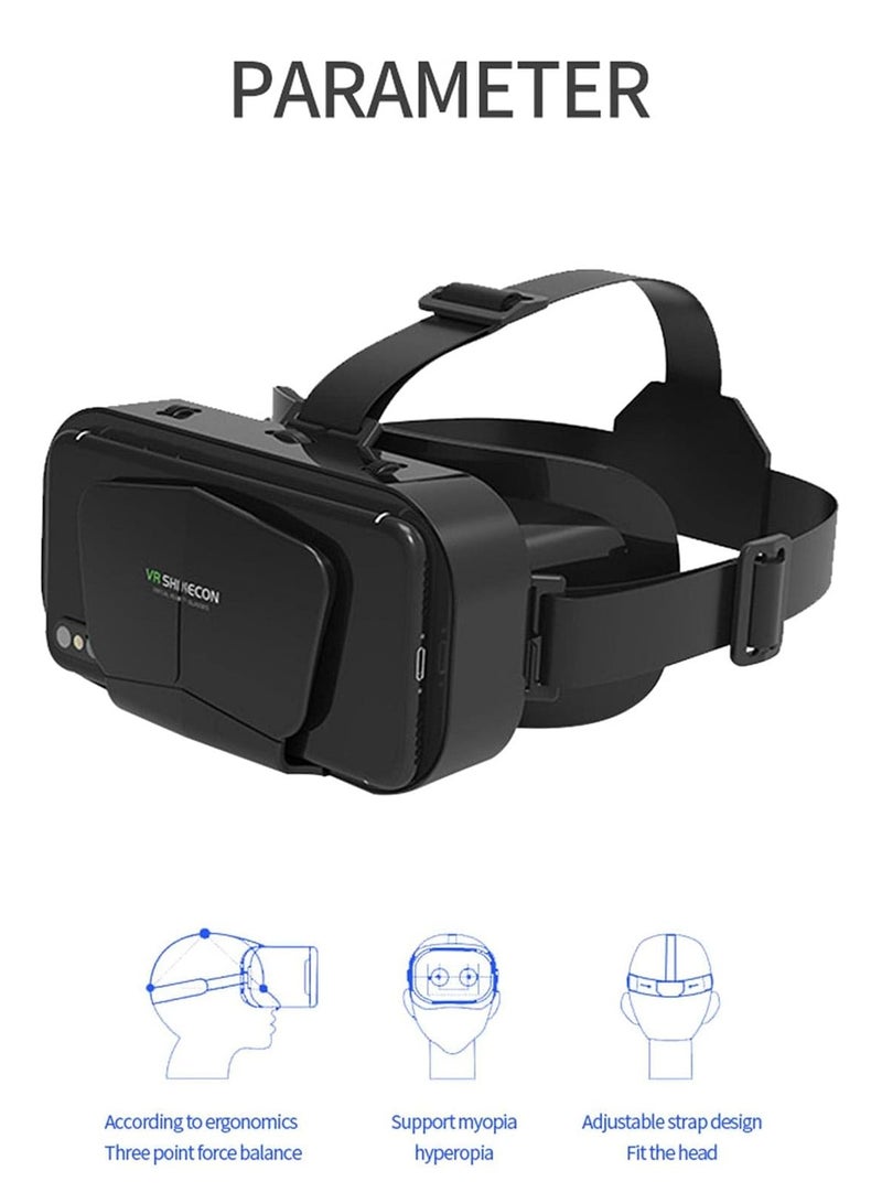 نظارات الواقع الافتراضي ثلاثية الأبعاد نظارات الواقع الافتراضي المثبتة على الرأس نظارات الواقع الافتراضي صندوق الواقع الافتراضي للأفلام ثلاثية الأبعاد وألعاب الفيديو مناسبة للهواتف الذكية مقاس 3.5-7 - Image 4