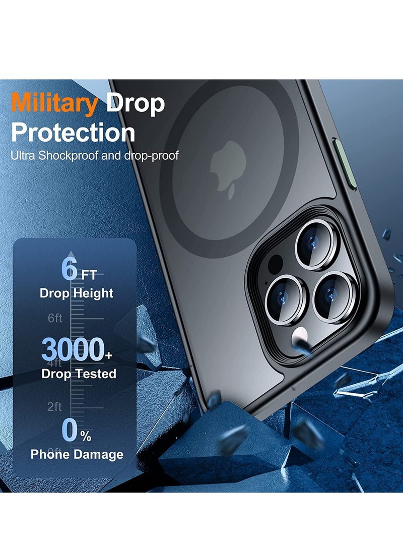 ELTRAZONE Magnetic Designed for iPhone 14 Pro Max Case, Translucent with Aluminum Alloy Button,3 Pack [Tempered Glass Screen Protector+Camera Lens Protector]Anti-Scratch for iPhone 14 Pro Max 6.7’’,Black - Image 4