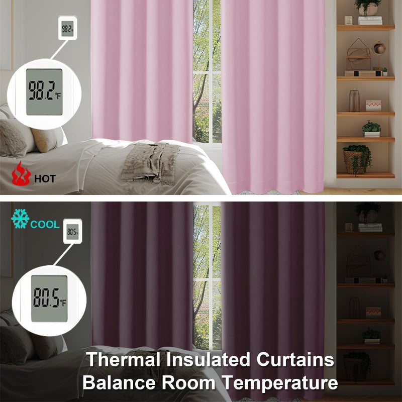 Simplebrand Ava Pink Blackout Curtains for Bedroom 84 Inch Length 2 Panels Set, Solid Thermal Insulated Privacy Nursery Window Treatment Curtains Blackout Drapes, W40 x L84 Inch, Pink - Image 5