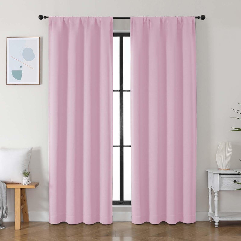 Simplebrand Ava Pink Blackout Curtains for Bedroom 84 Inch Length 2 Panels Set, Solid Thermal Insulated Privacy Nursery Window Treatment Curtains Blackout Drapes, W40 x L84 Inch, Pink - Image 1