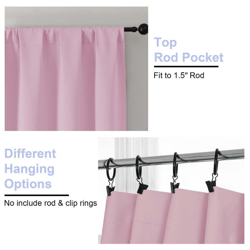 Simplebrand Ava Pink Blackout Curtains for Bedroom 84 Inch Length 2 Panels Set, Solid Thermal Insulated Privacy Nursery Window Treatment Curtains Blackout Drapes, W40 x L84 Inch, Pink - Image 4