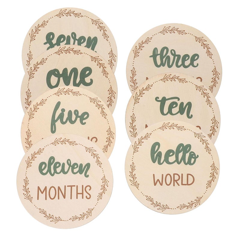1set Cards Dual Sided Wooden Growth Discs Numbers For Newborn Photography Monthly Multi Functional Props - Image 2