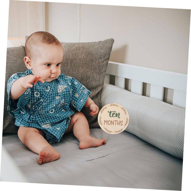1set Cards Dual Sided Wooden Growth Discs Numbers For Newborn Photography Monthly Multi Functional Props - Image 5
