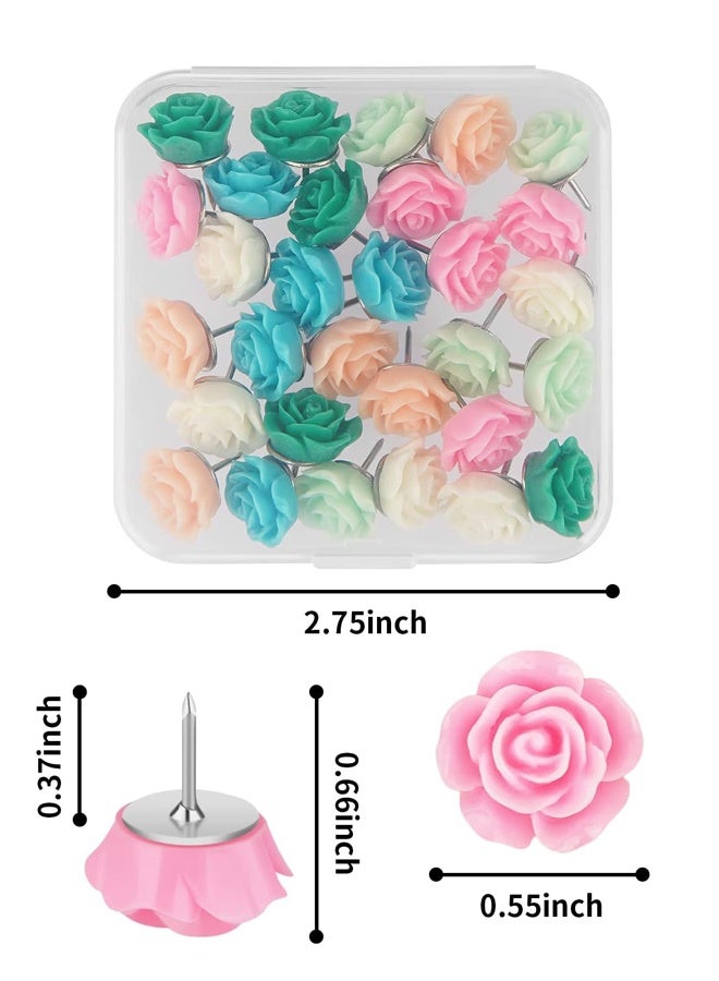 30 قطعة من دبابيس الدفع للوحة الفلين دبابيس الدفع الزخرفية مع حافظة، ودبابيس إبهام لطيفة ودبابيس دفع - Image 2