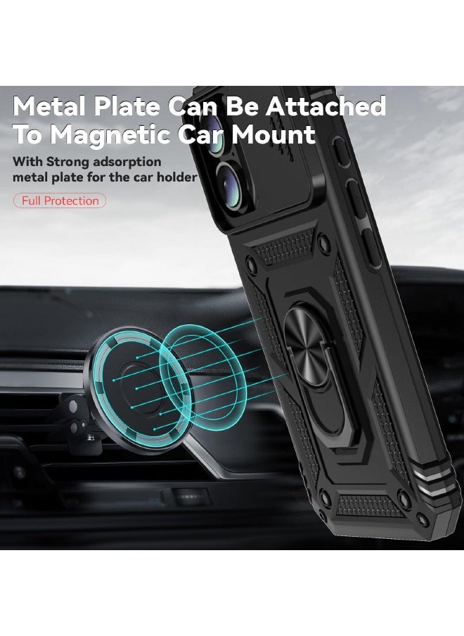 RUGGED SHIELD iPhone 16 Cover, Slide Camera Cover, Built-in 360° Rotate Ring Kickstand, Shockproof Drop Proof Protection, Heavy Duty Shockproof Protective Case for iPhone 16 (2024), Black  - Image 3