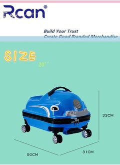 Rcan 20 Inch Cute Kids 2 In 1 Ride-On Cartoon Suitcase Hand Luggage Cabin Boarding Luggage for Boy Girl School Weekend Travel Carry On Case Bag Box with Universal Wheel Kids Luggage Travel Suitcase  - Image 3