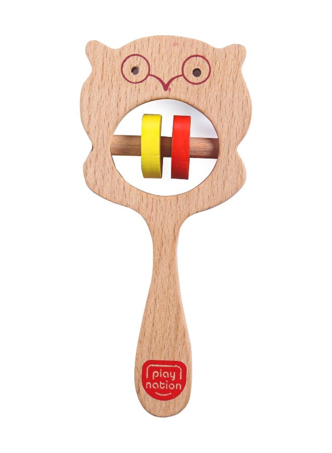 PlayNation Play Nation Dino Cat and Owl Shape Wooden Rattle Toys, BIS Certified, Safe & Non-Toxic, 6 Months+, L 23.5 x B 14 x H 2 cm, Brown - 3 Pieces - Image 5