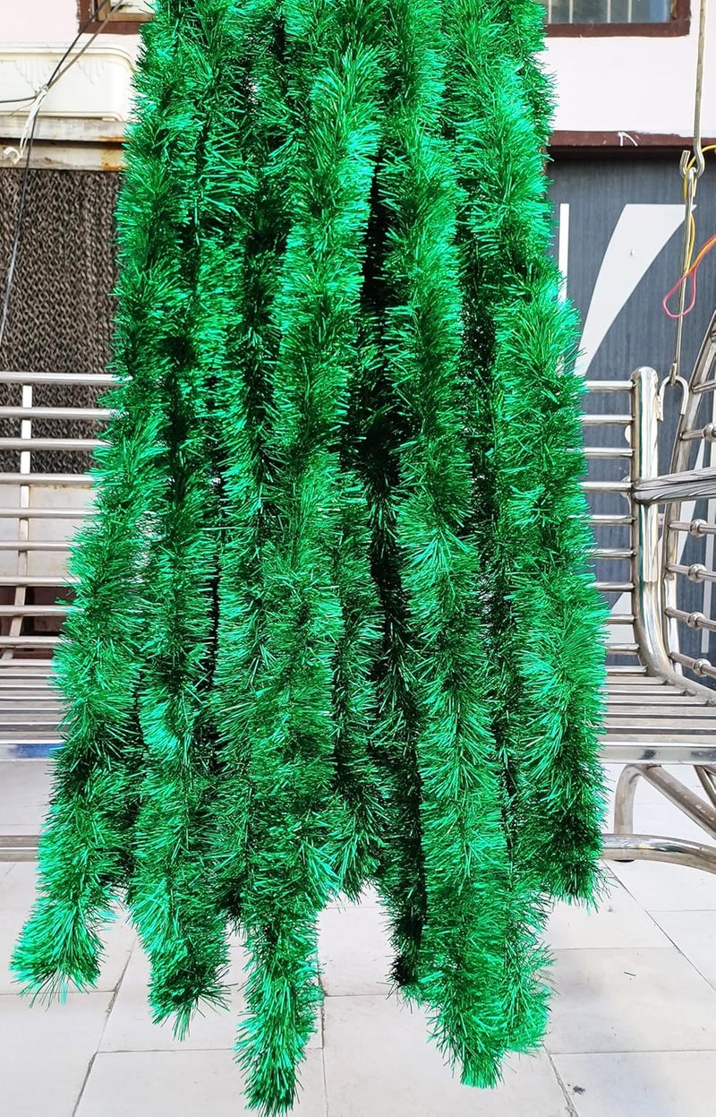 Forty Wings Forty Wings 12 Pcs Shiny Golden Green Tinsel Christmas Garlands Strings Streamers Christmas Decoration Item Christmas Xmas Decoration Ornaments Garland Wreath Decoration Christmas New Year Decoration  - Image 5