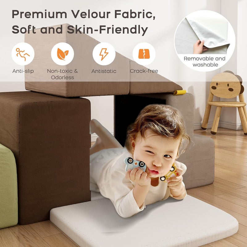BanaSuper Foam Building Blocks for Children, XXL Soft Building Blocks, EN71 Certified, Children Montessori Toy, Washable Cover for Indoor Fun, Baby Soft Play Set for Home & Nursery, Grey - Image 4