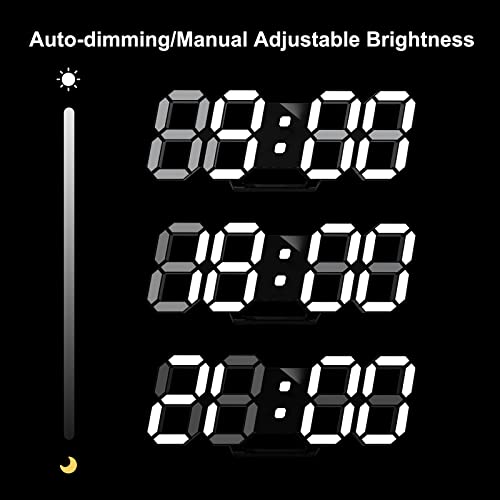 Deeyaple Led Digital Alarm Clock 3D Small Wall Clock Snooze Dimmable Time Memory 12/24 Date Temperature Remote Control Night Light Office Kitchen Living Room Bedroom (9.7 Inch, Black) - Image 5