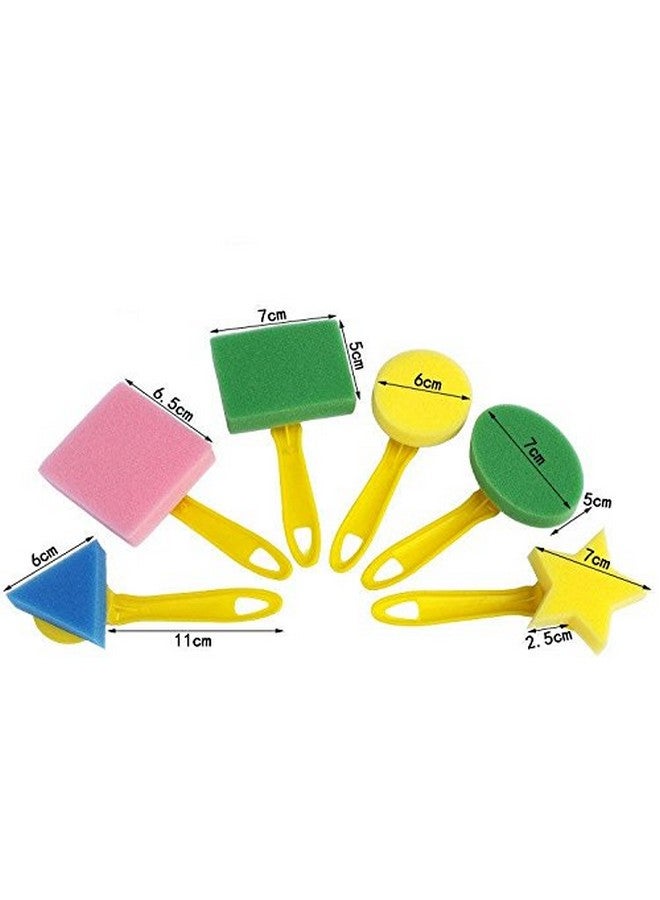 qiaoniuniu Kids Art & Craft 6 Pieces Of Fun Painting Drawing Tools For Kids Early Learning Kids Painting Set Sponge Brush For Water Watercolor Oil Gouache Acrylic Paint Art Supplier Creativity 6 Shapes/Set - Image 1
