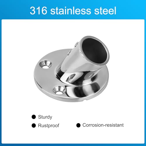 ODYSUNRAL Marine Grade Boat Handrail Base for 78 Round Tubing Sturdy and Versatile 316 Stainless Steel 60 Degree Round Base Boat Hand Rail Fitting 2Pack - Image 3