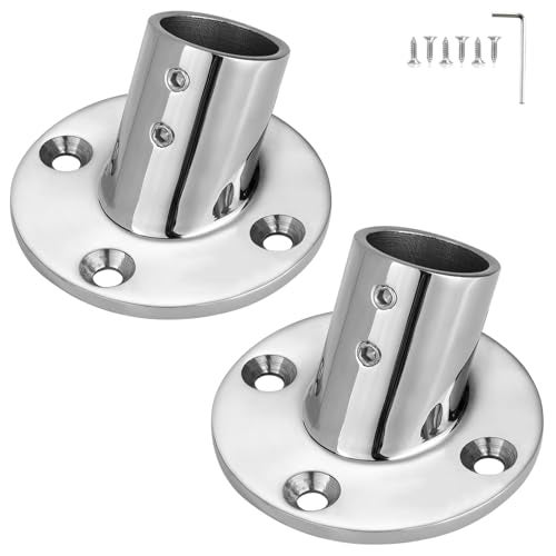 ODYSUNRAL Marine Grade Boat Handrail Base for 78 Round Tubing Sturdy and Versatile 316 Stainless Steel 60 Degree Round Base Boat Hand Rail Fitting 2Pack - Image 1