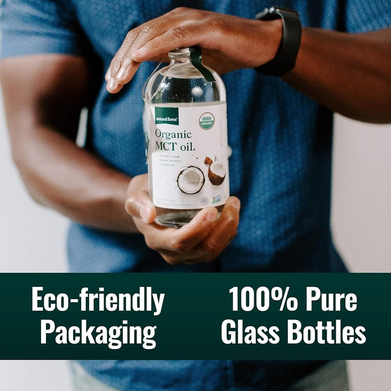 Natural Force 100% Virgin Coconut MCT Oil - 16oz Glass Bottle, Certified Keto, Paleo, Kosher, Vegan & Non-GMO - Image 5