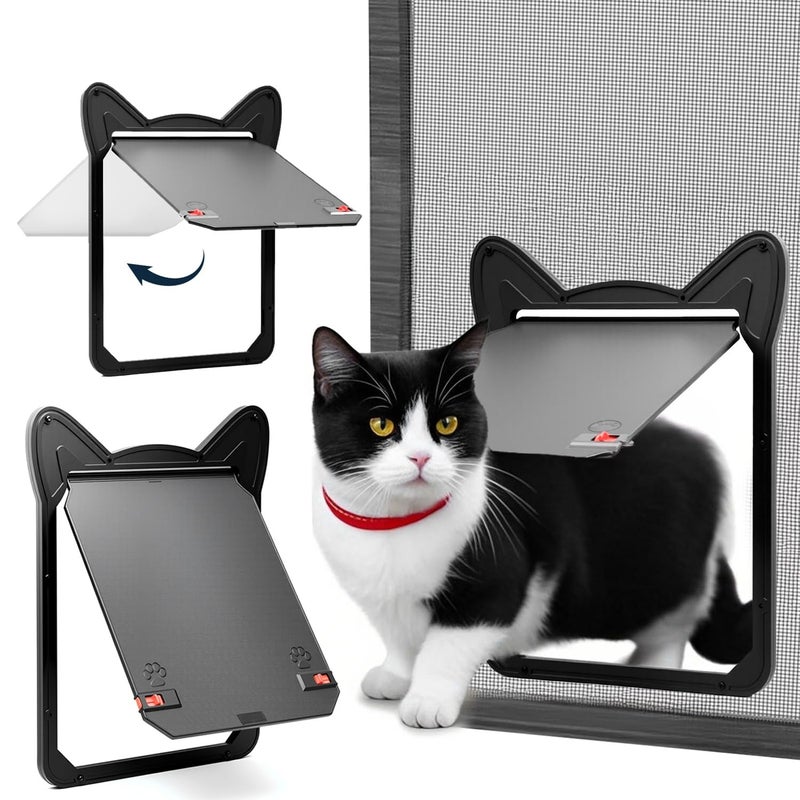 AuraSphere Pet Screen Door for Small Dogs & Cats - Heavy Duty Magnetic Lockable Flap, Inside Door 8.59x6.62inch, Easy Install for Sliding Glass/Patio Doors Screen, Scratch-Resistant & Security Latch (Size M) - Image 2