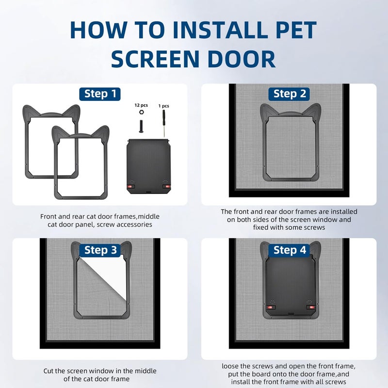 AuraSphere Pet Screen Door for Small Dogs & Cats - Heavy Duty Magnetic Lockable Flap, Inside Door 8.59x6.62inch, Easy Install for Sliding Glass/Patio Doors Screen, Scratch-Resistant & Security Latch (Size M) - Image 3