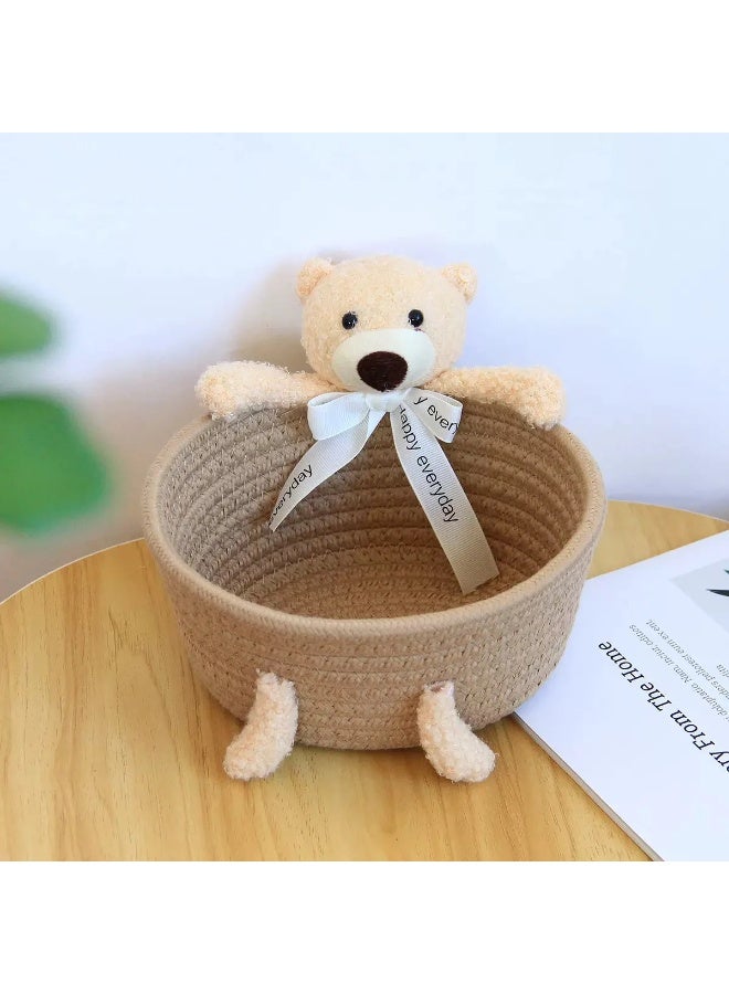 Cute handwoven cotton storage basket with lid - a stylish touch for your home - Image 1