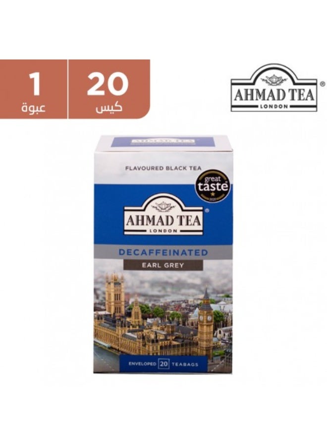 Ahmad Tea London Decaffeinated Earl Grey – Premium Flavoured Black Tea with Natural Bergamot Aroma, 20 Individually Enveloped Teabags, Great Taste Award Winner - Image 2