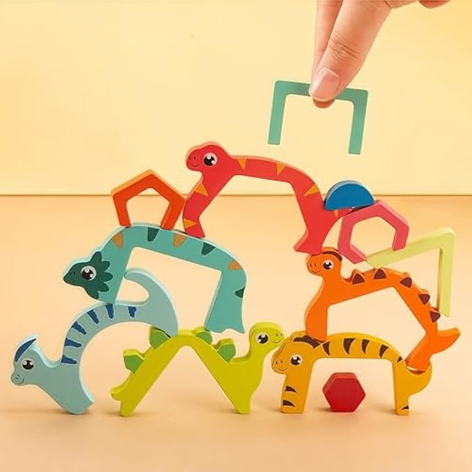 MONTESSORI WOODEN DINOSAUR PUZZLE, PARENT-CHILD COLLABORATIVE PLAY STACKING TOY FOR KIDS AGES 3+ - Image 5