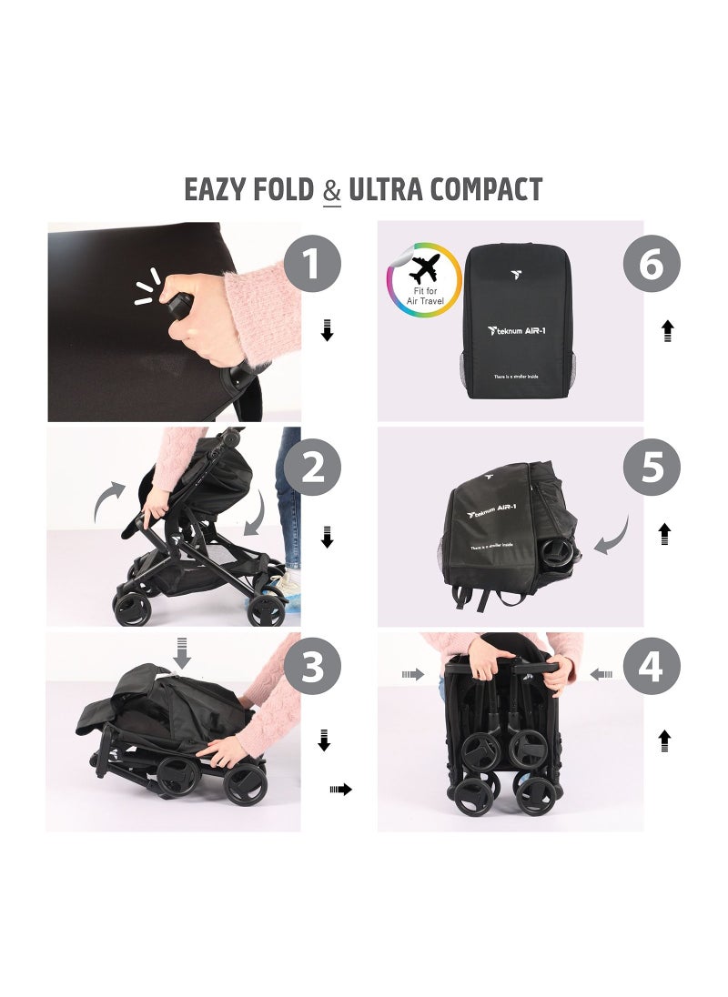 TEKNUM - Air - 1 Travel Stroller With Carry Backpack - Black - Image 1