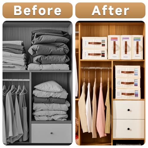 KitHero Bed Sheet Organizer 8 Pack, No Insects Entry Bedding Storage Box with Zipper, Label, Handle, Window, Linen Closet Organizers and Storage for Sheet Set, Clothing, Duvet Covers, Toys - Image 2