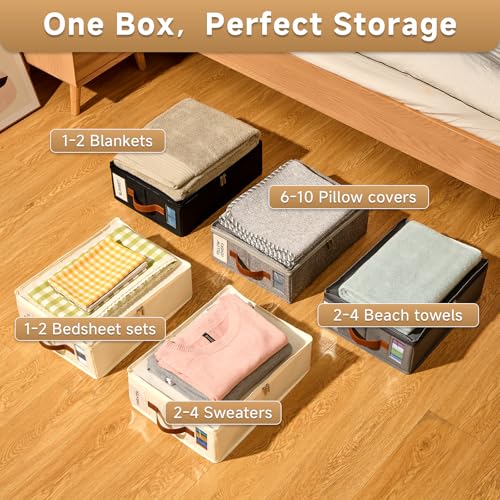 KitHero Bed Sheet Organizer 8 Pack, No Insects Entry Bedding Storage Box with Zipper, Label, Handle, Window, Linen Closet Organizers and Storage for Sheet Set, Clothing, Duvet Covers, Toys - Image 3