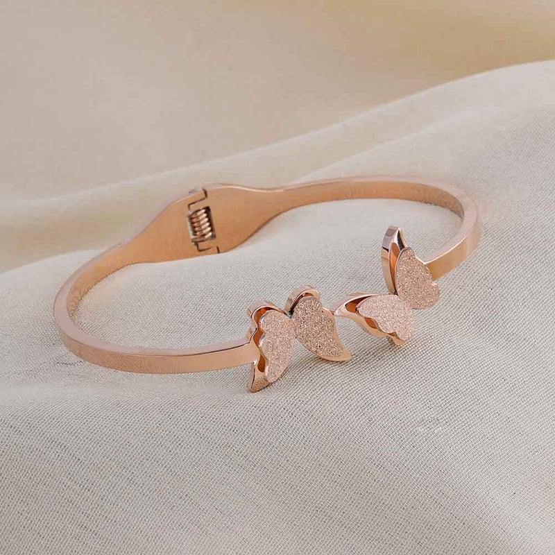 PALMONAS 18k Gold Tone Plated Butterfly Charm Cuff Bracelet
 for Women - Image 2