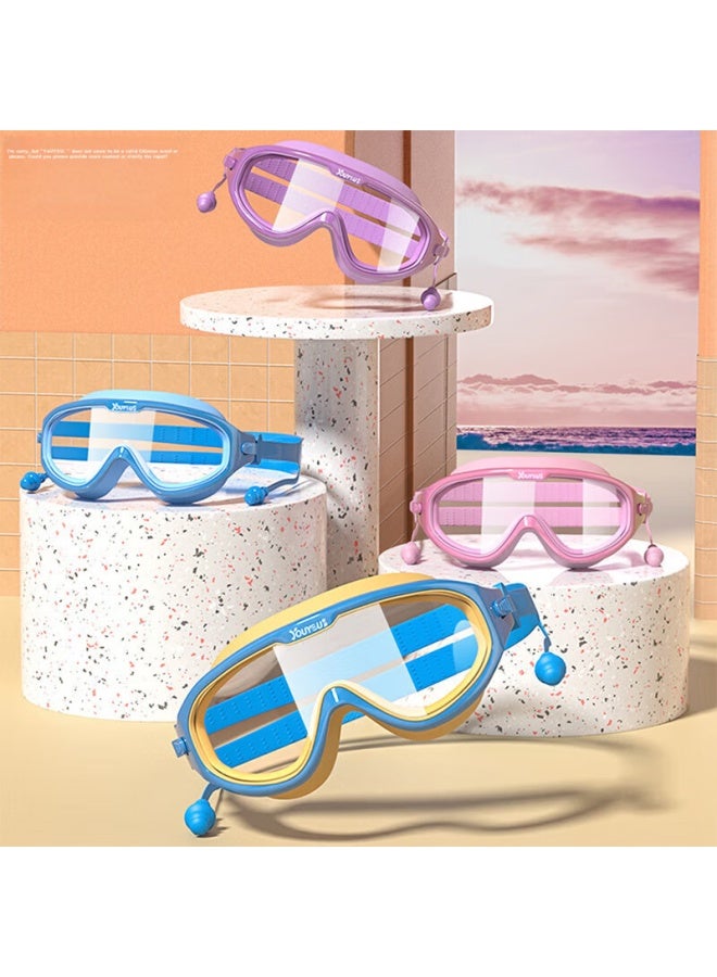 Youyou Children's Swimming Goggles And Cap, Waterproof Anti-fog Large Frame, For Boys And Girls, Swimming Pool Goggles And Cap, Six-piece Set, 6936 Purple - Image 2