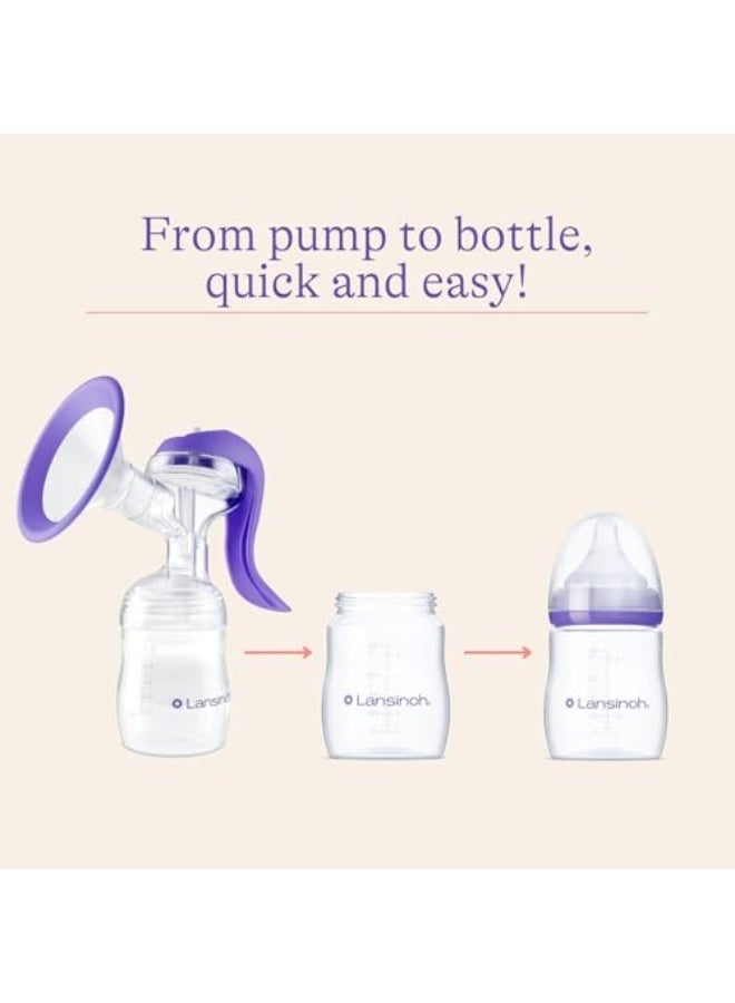 Manual Breast Pump, Hand Pump with Comfortable Flange, Includes 5oz Baby Bottle with Slow Flow Nipple, Breastfeeding Essentials (Purple) - Image 5
