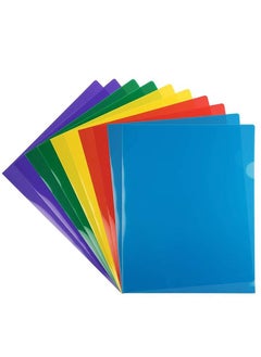 Plastic Pocket Folders 10Pcs Clear Document Folders for  A4 Size 5 Assorted Colors