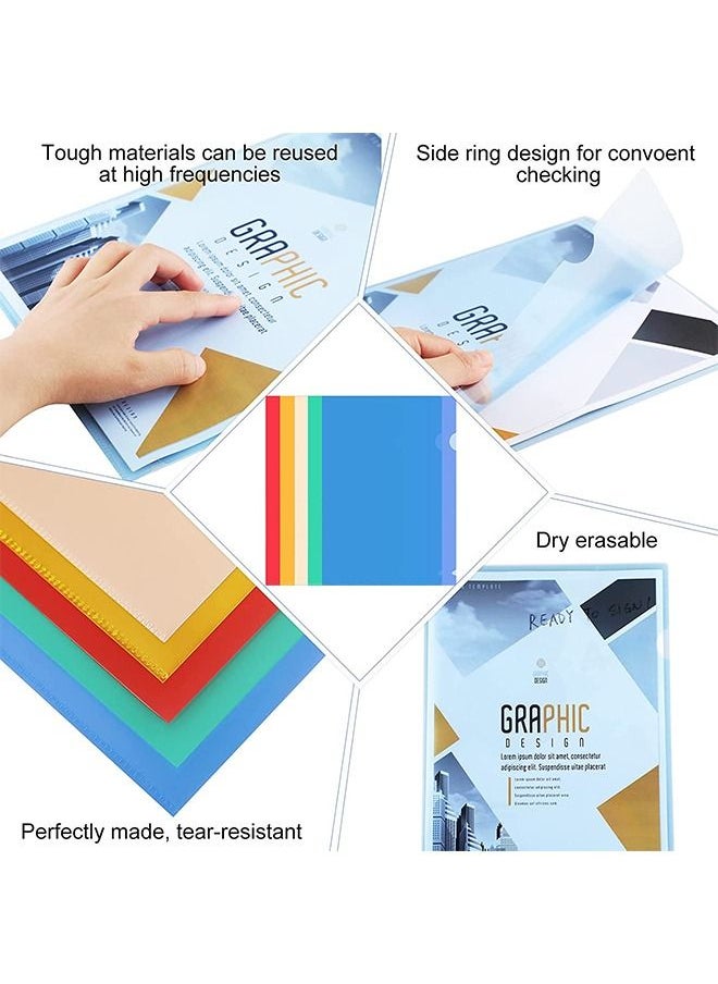 Generic - Plastic Pocket Folders 10Pcs Clear Document Folders for  A4 Size 5 Assorted Colors - Image 1
