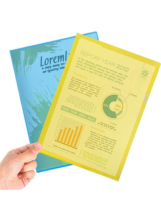 Generic - Plastic Pocket Folders 10Pcs Clear Document Folders for  A4 Size 5 Assorted Colors - Image 1