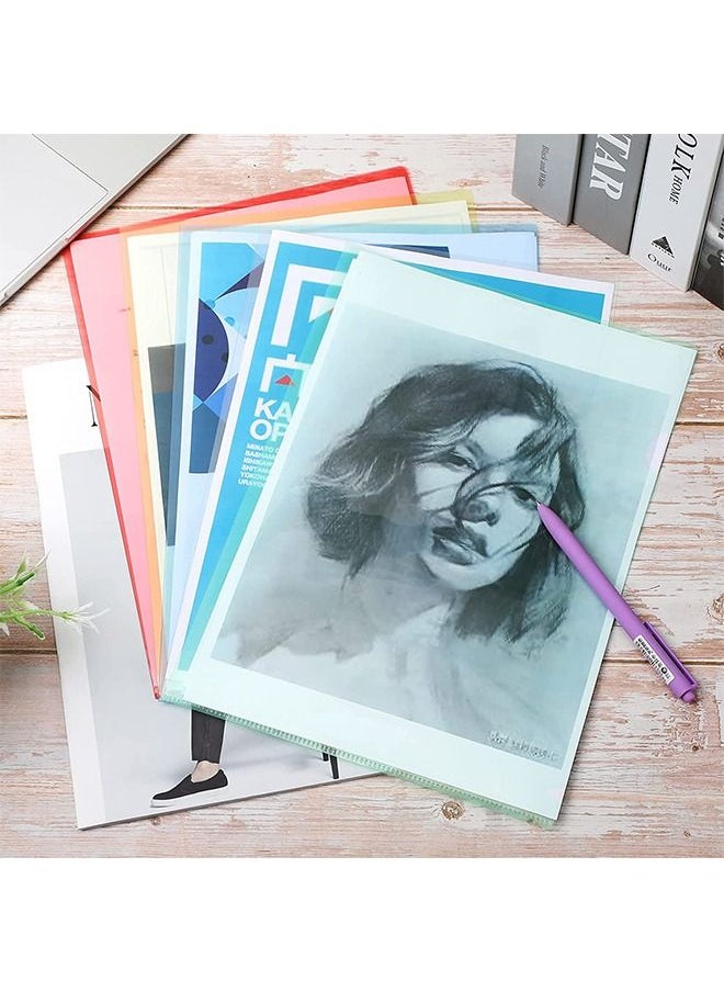 Generic - Plastic Pocket Folders 10Pcs Clear Document Folders for  A4 Size 5 Assorted Colors - Image 1