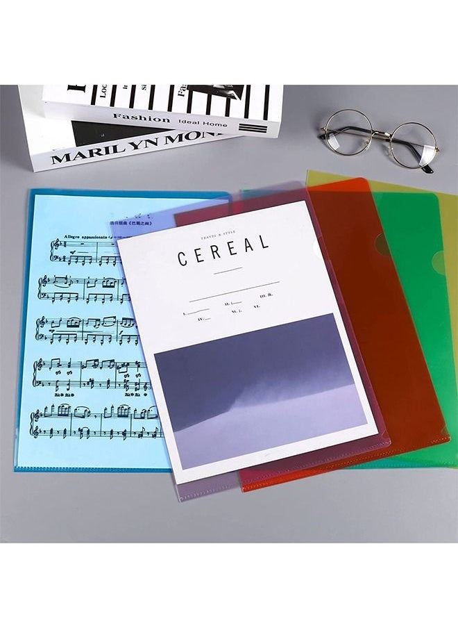 Generic - Plastic Pocket Folders 10Pcs Clear Document Folders for  A4 Size 5 Assorted Colors - Image 1