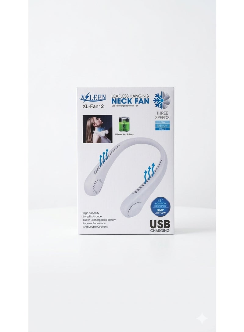 XLEEN XL-Fan12 Leafless Portable Hanging Neck Fan, 360° Airflow, 3-Speed Control, USB Rechargeable - Image 1