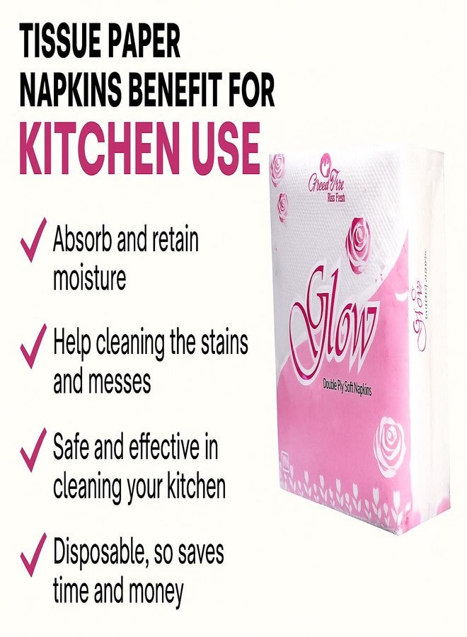 جرين تري مناديل ورقية ناعمة مزدوجة الطبقات من جرين تري جلو، مقاس 30 × 30 سم، طبقتان، 50 منديلًا في العبوة. مناديل ورقية صديقة للبيئة للاستخدام مرة واحدة، قابلة للتحلل الحيوي، عبوة من 10 مناديل ورقية للاستخدام اليومي. - Image 5